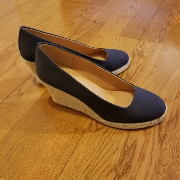 J. Crew Seville Espadrille - wedge heel. Size 7.5 Navy blue NWOT - Picture 5 of 9